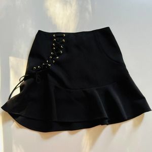 Y2K Express Black Skirt with‎ Lace up Detail